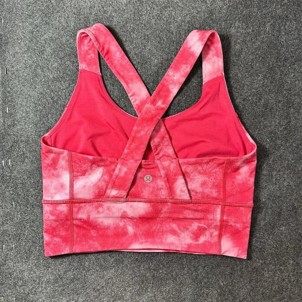 Lululemon Beat the Heat Bra Womens Size 8 Pink Tie Dye Crossback